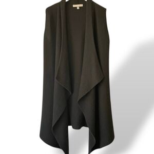 Neiman Marcus 100% Cashmere Black Waterfall Cardigan Best Sweater Women's Medium